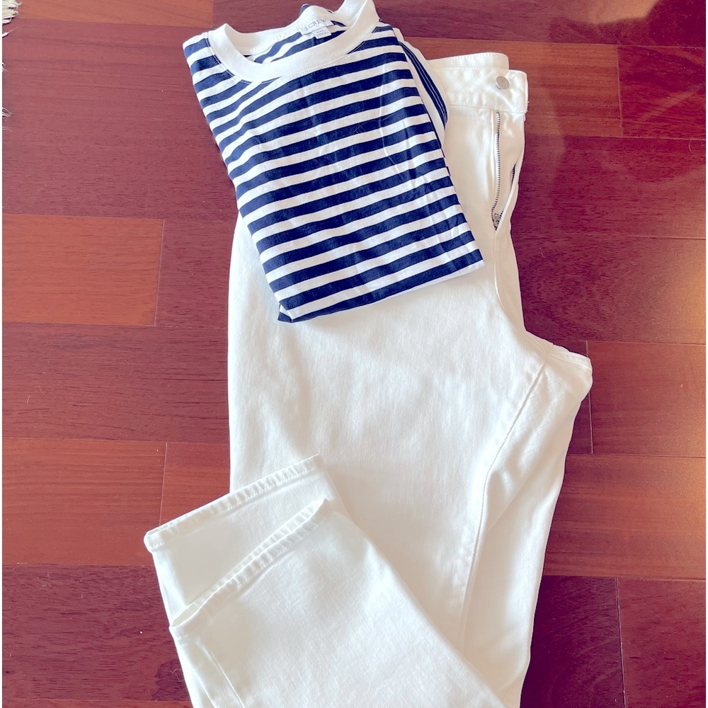 J Crew CURVY fit straight cropped white jeans size 35 (run small)